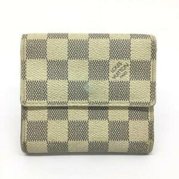 Louis Vuitton Bifold Damier Elise Azur Wallet Portefeuille White - Picture 1 of 7